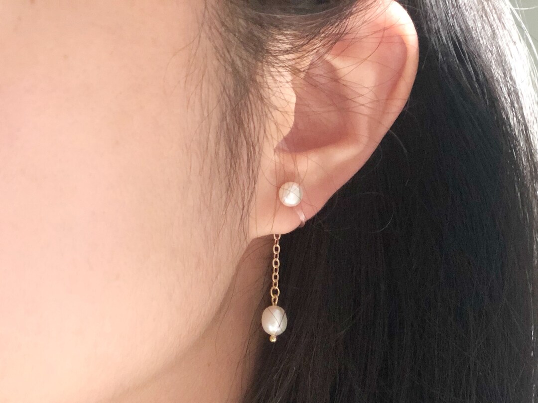 Dangle White Freshwater Pearl Drop Clip On/stud Earrings