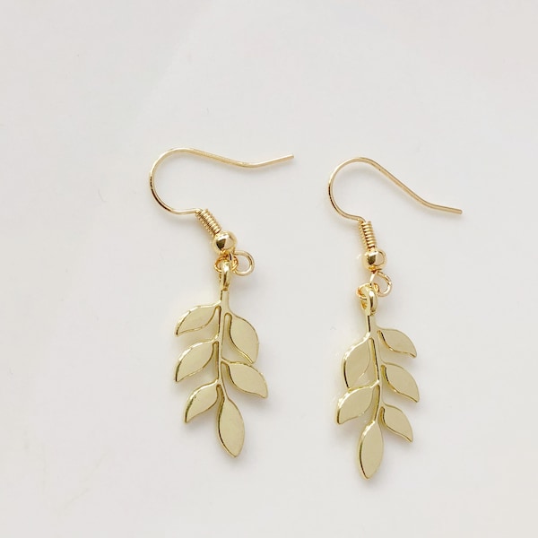 Laurel Leaf Dangle Clip-on/ Stud Earrings, Handmade earrings, gift for her