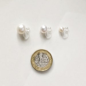 White freshwater pearl Clip on Earrings, non-pierced earrings, Gift for her image 3