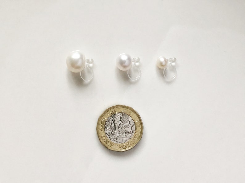 White freshwater pearl Clip on Earrings, non-pierced earrings, Gift for her image 3