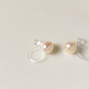 White freshwater pearl Clip on Earrings, non-pierced earrings, Gift for her image 5