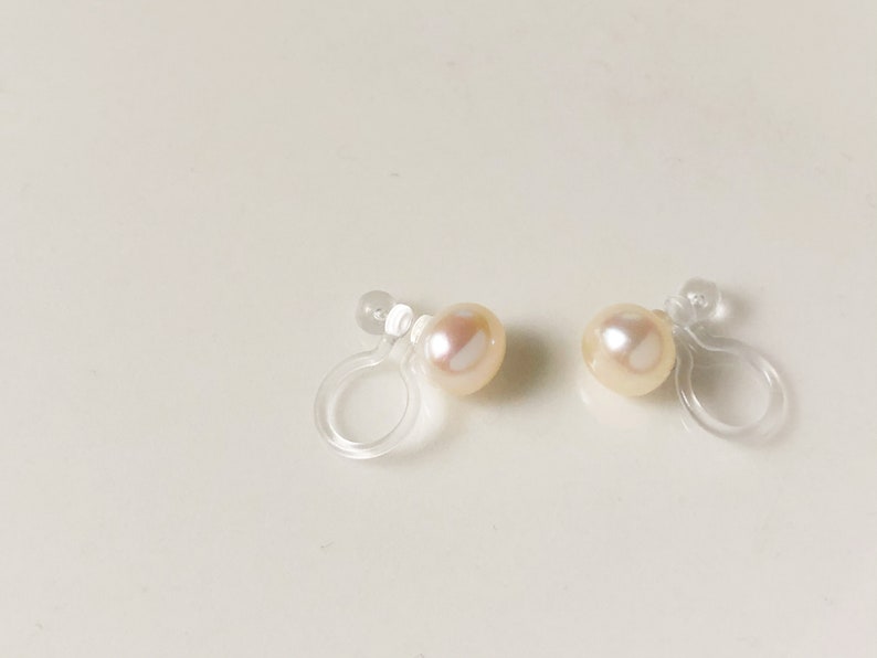 White freshwater pearl Clip on Earrings, non-pierced earrings, Gift for her image 5