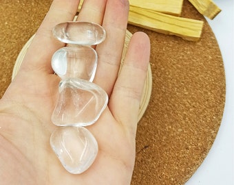 Cristal de roca, piedra pulida (Brasil, calidad extra, piedra natural, cuarzo blanco, energía positiva, purifica, litoterapia)