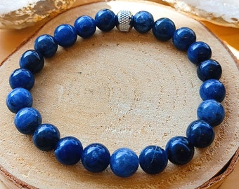 Bracelet en pierre naturelle, Sodalite ( perles 8mm, ouverture d'esprit, équilibre émotionnel, développement personnel, hypertension )