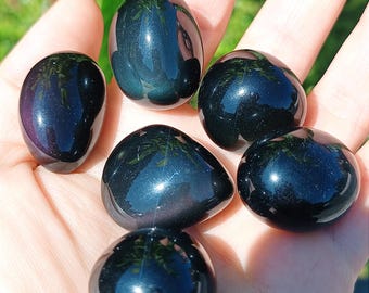 Obsidienne oeil céleste, pierre roulée ( extra, pierre naturelle, arc en ciel, protection puissante, introspection, vérité, lithothérapie )