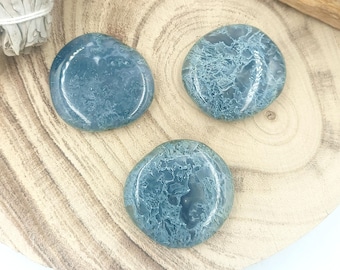 Agate mousse, galet plat ( pierre naturelle, gestion des émotions, harmonie, équilibre, croissance perso, alignement, lithothérapie )
