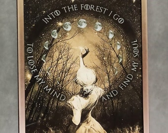 Póster o cuadro en lienzo. Me adentro en el bosque para perder la cabeza y encontrar mi alma (magia, bruja, vintage, póster, arte, bruja).