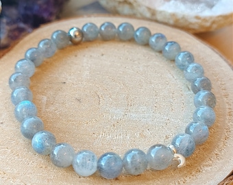 Bracelet en pierre naturelle, Labradorite ( perles 6mm, Protection, émotions, éveil spirituel, thérapeutes, énergies négatives )