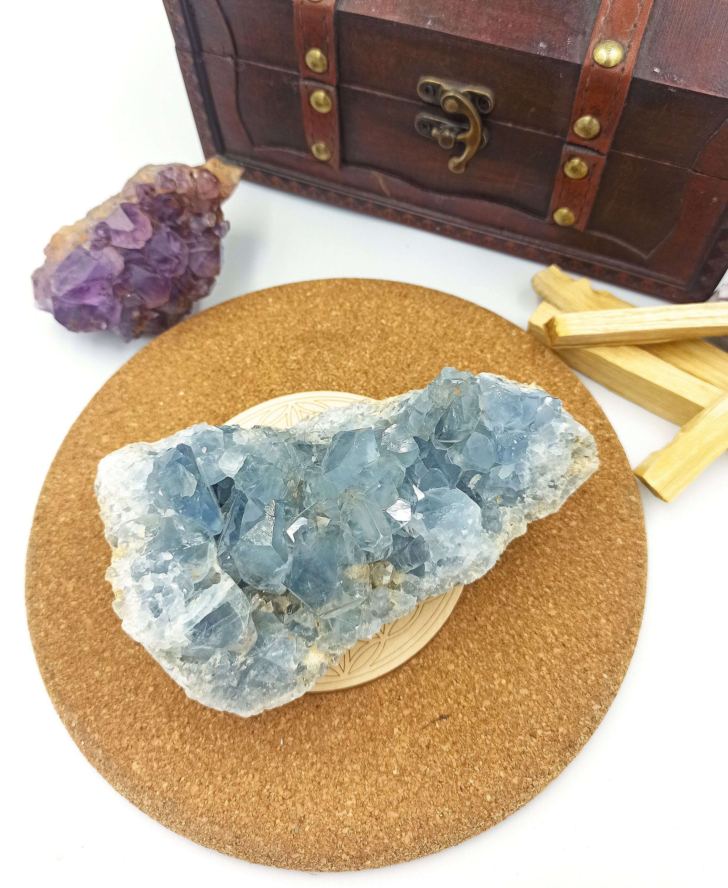 Belle Grosse Druse de Celestine Madagascar | Gemme, Minéral, Pierre Naturelle, Sommeil, Bleue, Quart