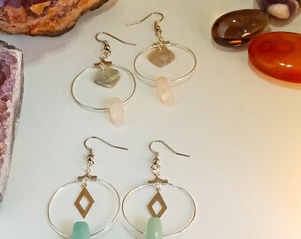 Small Silver Creole Earrings Made Of Natural Amazonite Pearls Etsy