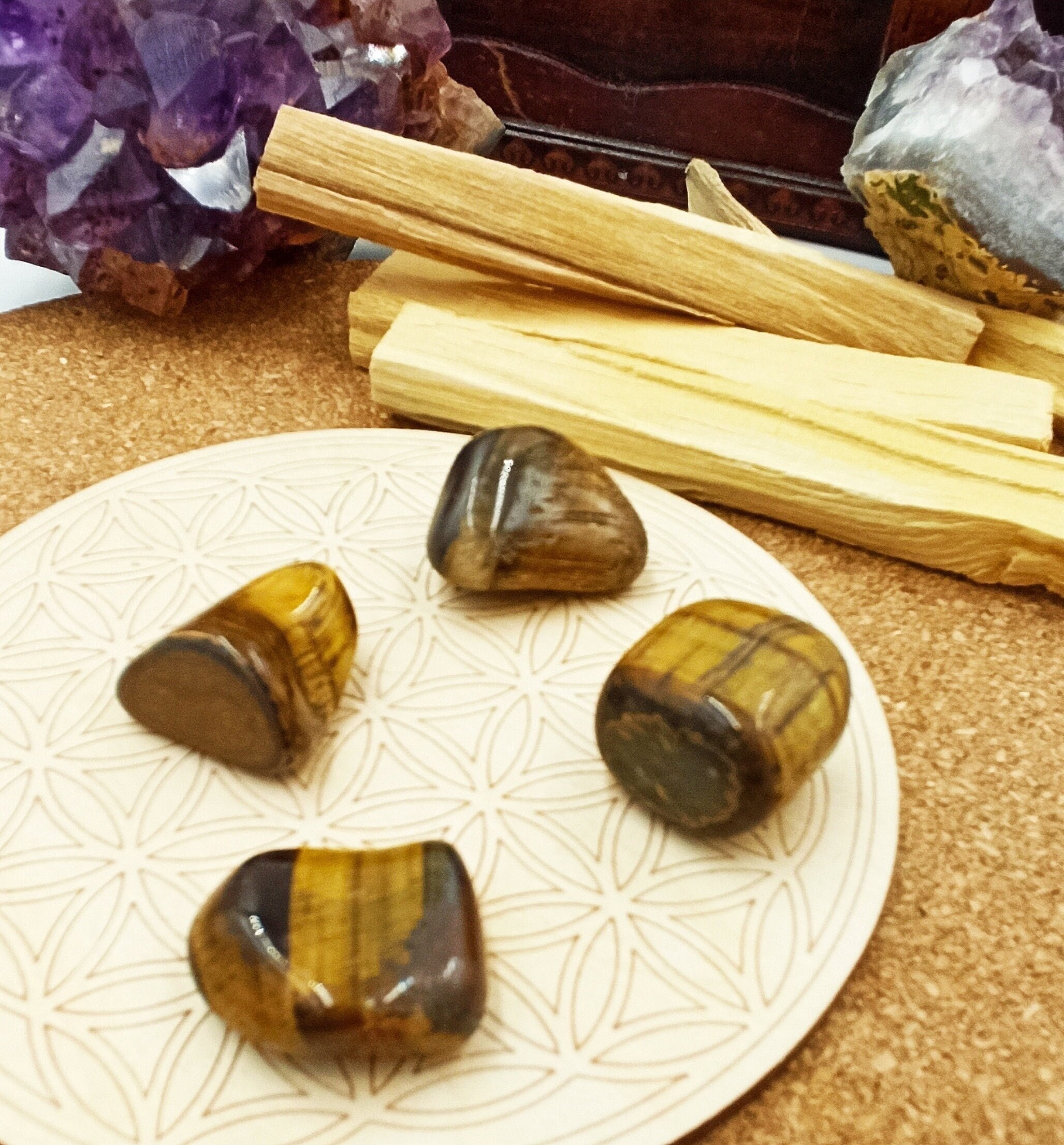 Oeil de Tigre, Pierre Roulée | Qualité Extra, Naturelle, Gemmes, Protection, Énergie, Équilibre, Pro