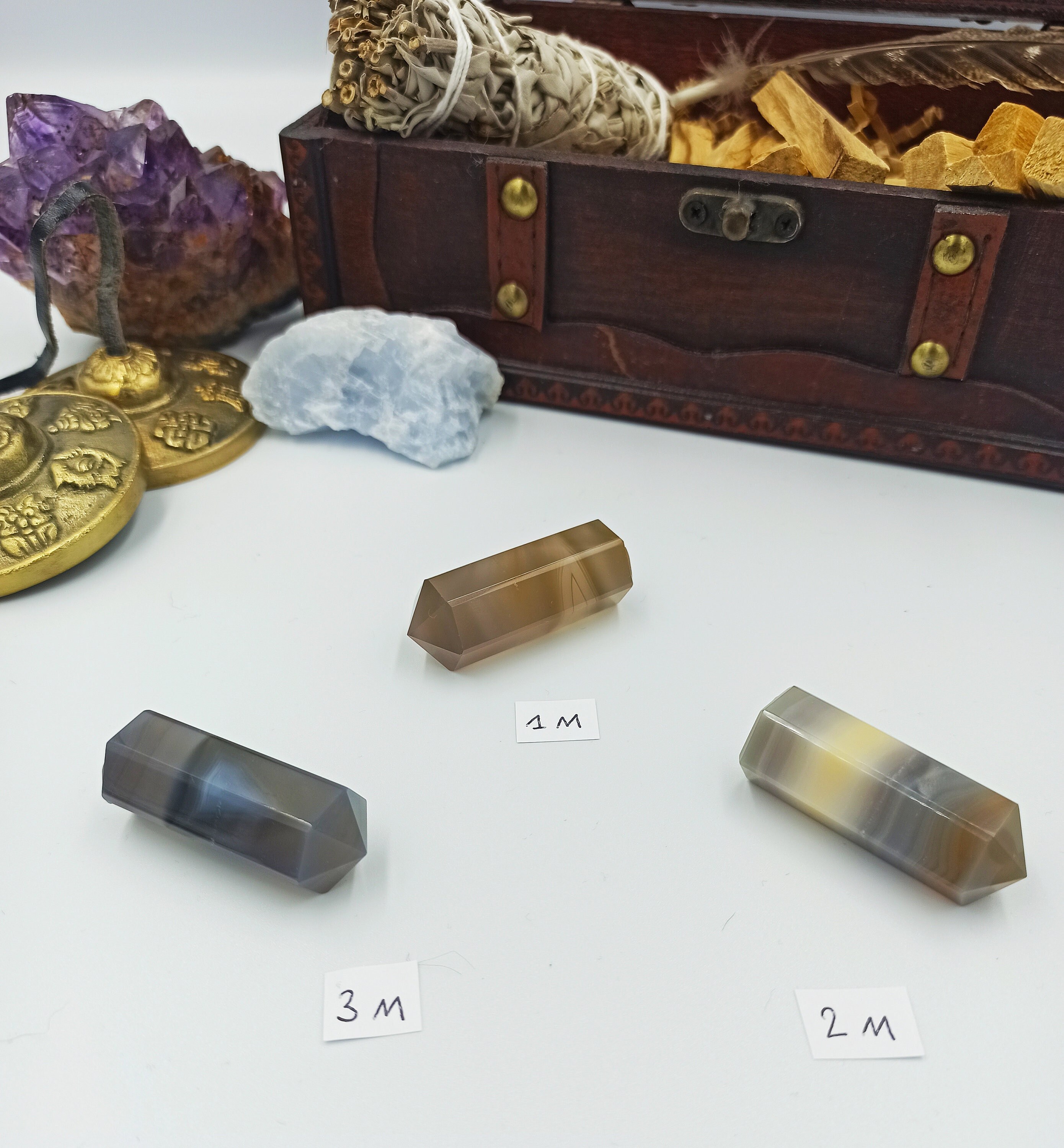 Belles et Douces Pointes d'agates, Taillées avec Base Plane, à Choisir | Obélisque, Tour, Baguette, 