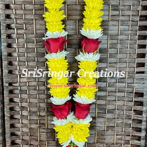 Indian Wedding Garland / Wedding Garland / Varmala - Fresh Flower Mums and Roses Wedding Garland (Order 2 for a pair)