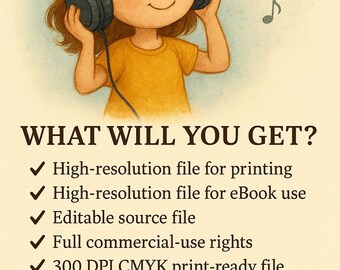 Libro electrónico para niños / Libro infantil / Libro de cuentos para niños / Libros infantiles / Libro para dormir / Descarga digital / Retrato de dibujos animados / Diseño de personajes