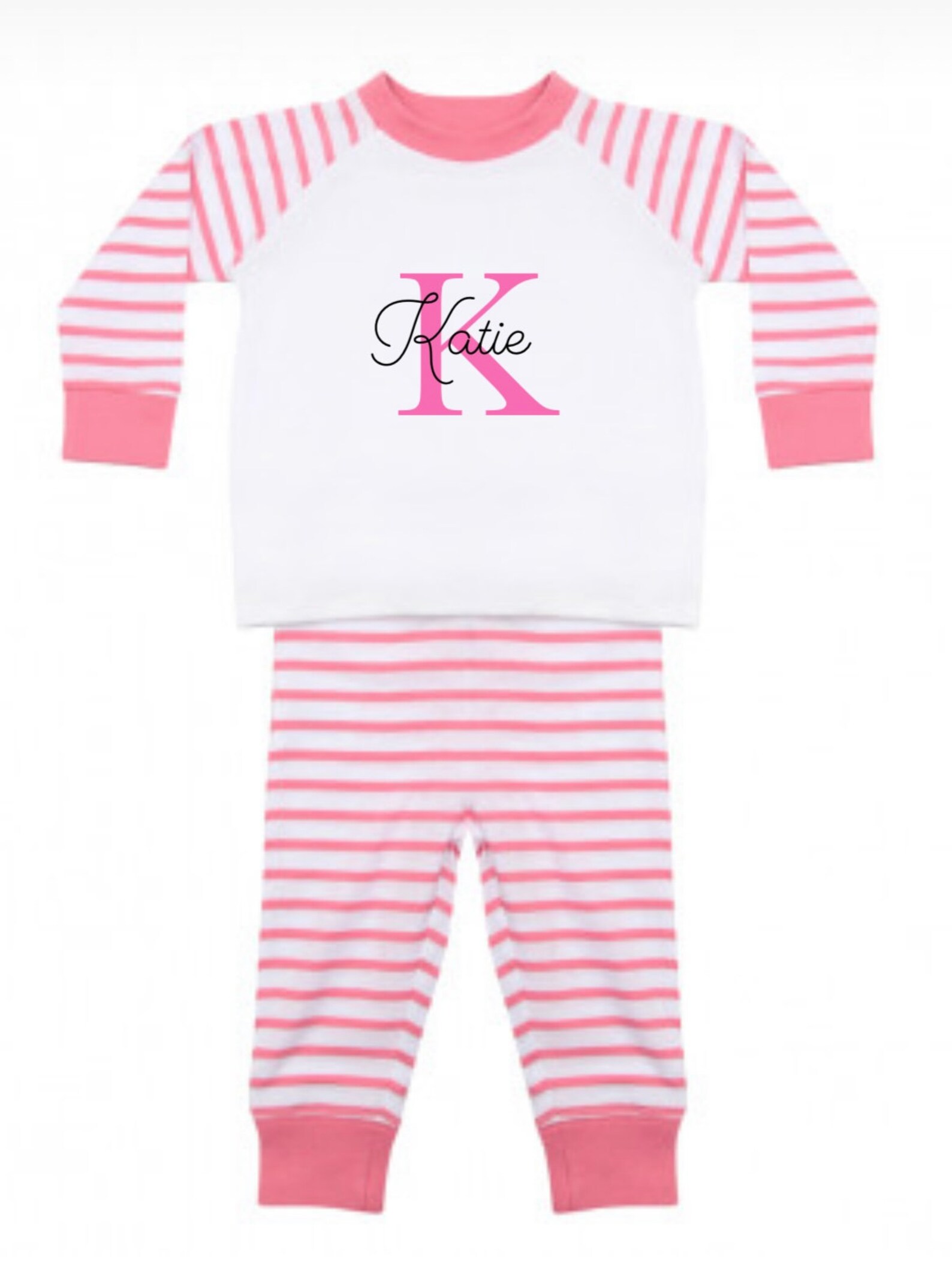 Personalised Baby Childrens Pyjamas Flower Girl Pink Blue Welsh Pyjamas