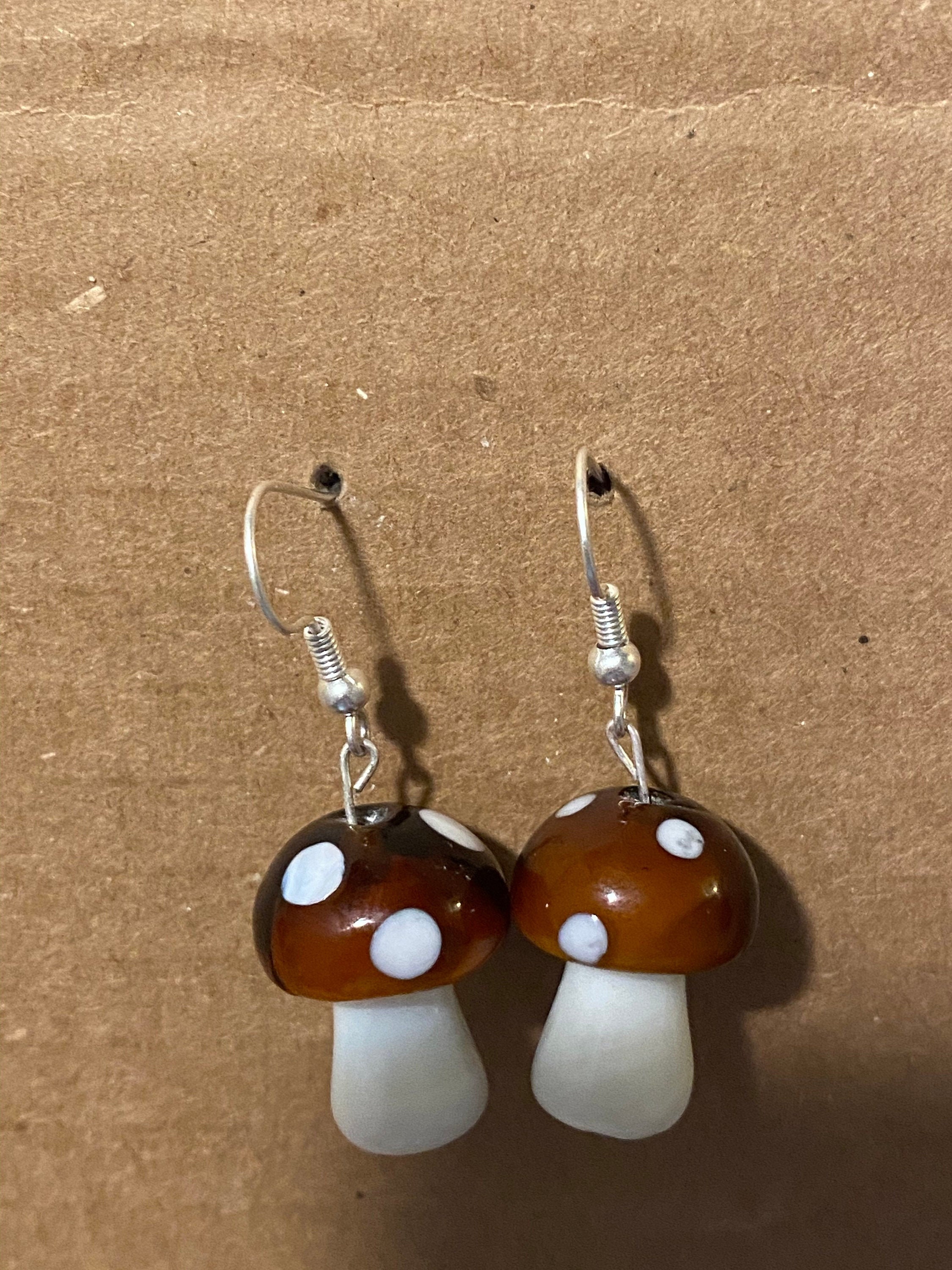 Glass mushroom Earrings Etsy