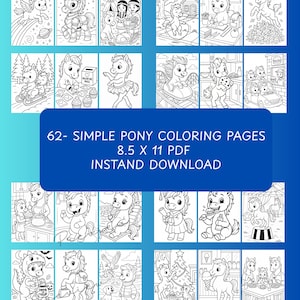Pony/horse coloring pages/simple cartoon pony- 62 pages pdf|pony coloring pages printable pdf|pony coloring sheets|horse coloring pages PDF