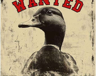 Vintage Duck Wanted For Fowl Language|Cute And Funny Mallard Duck|Duck PNG