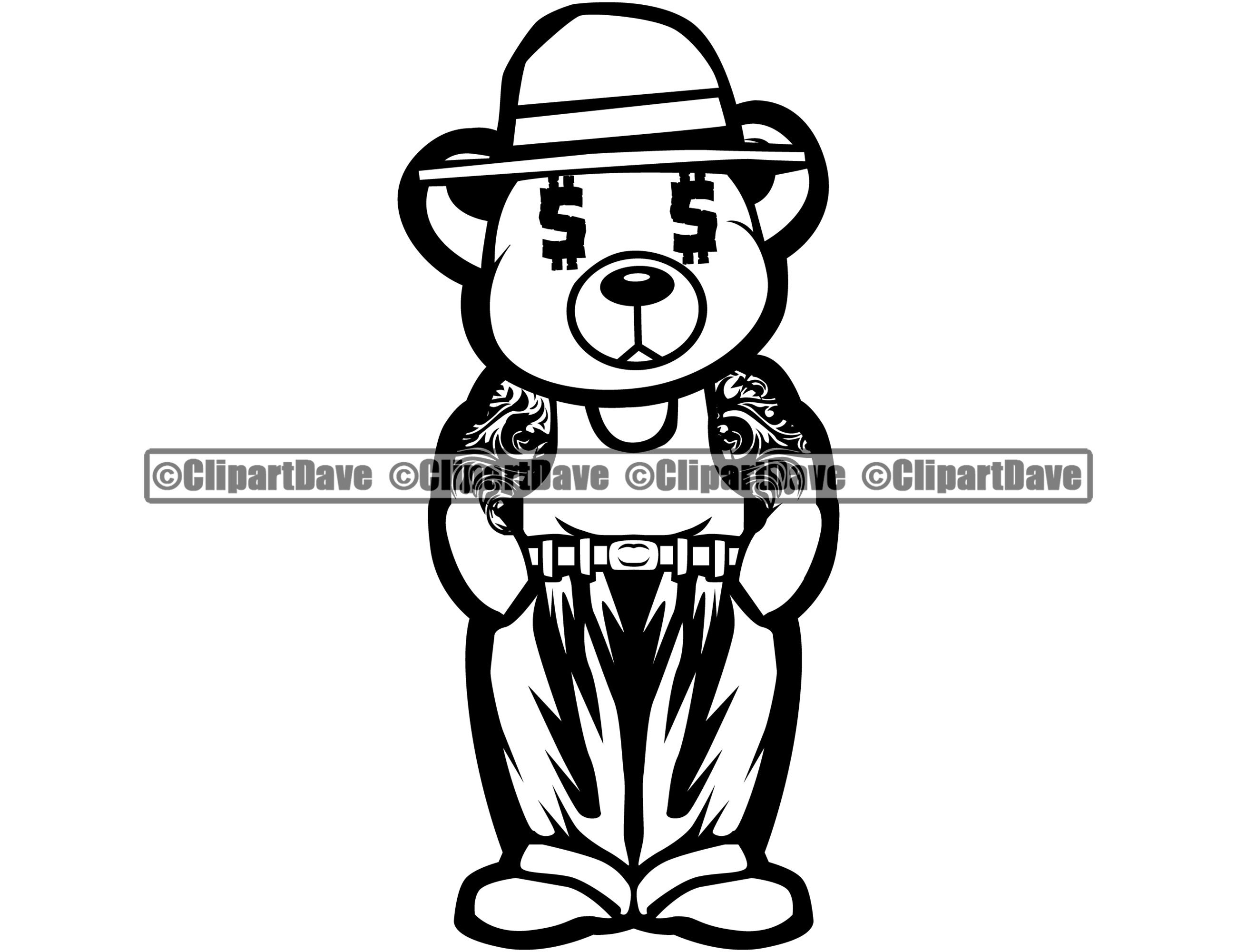 Gangster Teddy Bear Dollar Sign Eyes SVG Design Chicano Cholo Etsy