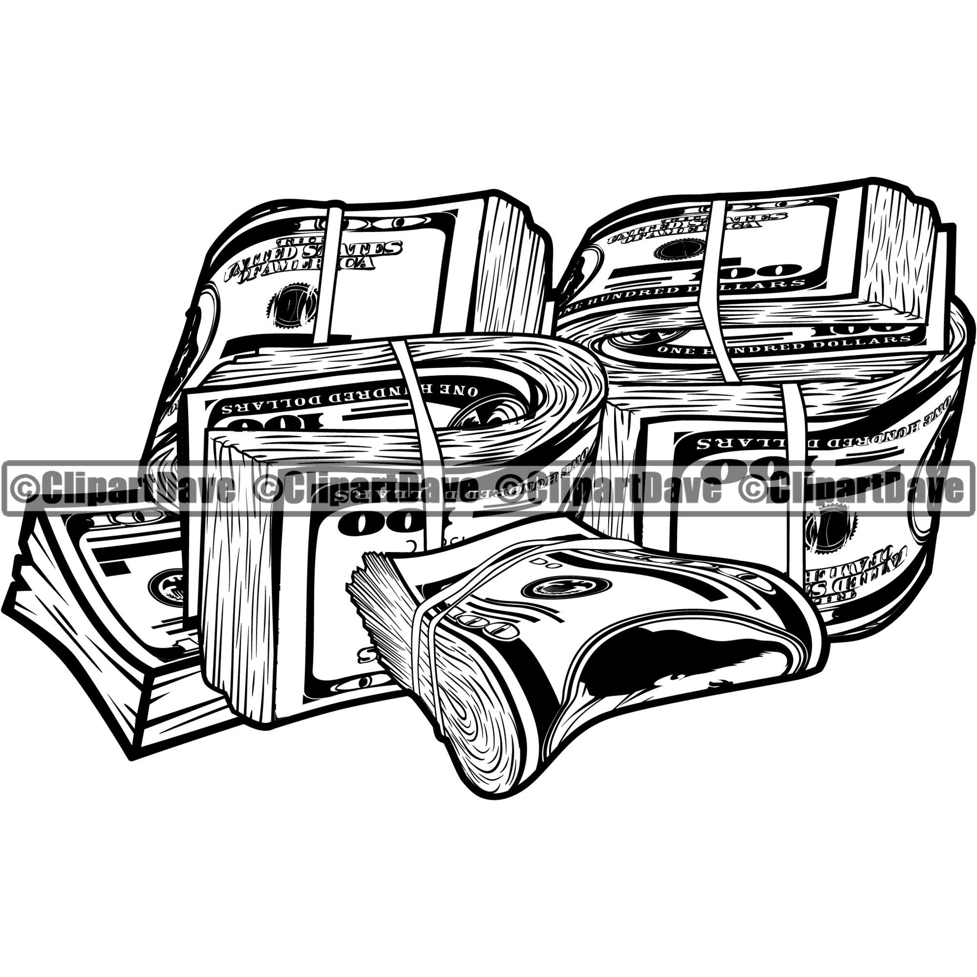Money Knot Stack Pile SVG Design 100 Dollar Bill Cash Pile Etsy