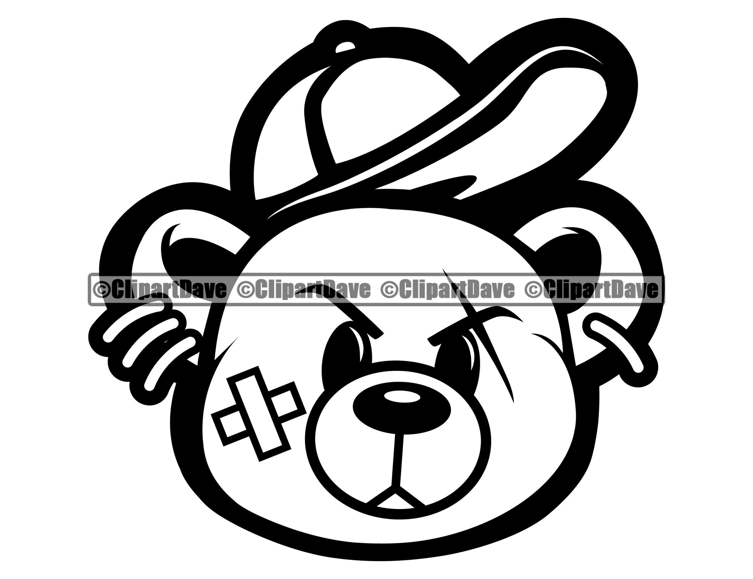 Gangster Teddy Bear Hat Cap Scar Face Svg Design Bandage Ear Etsy