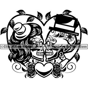Skeleton Couple SVG Design Logo Till Death Do Us Part Skull Soulmate Tattoo Love Romantic Wedding Day Romance Marriage Art Cut File Jpg PNG