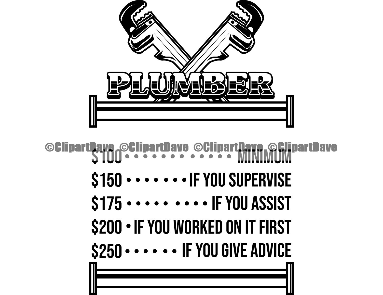 Plumber Hourly Rate Funny SVG Design Plumbing Pipe Wrench Etsy