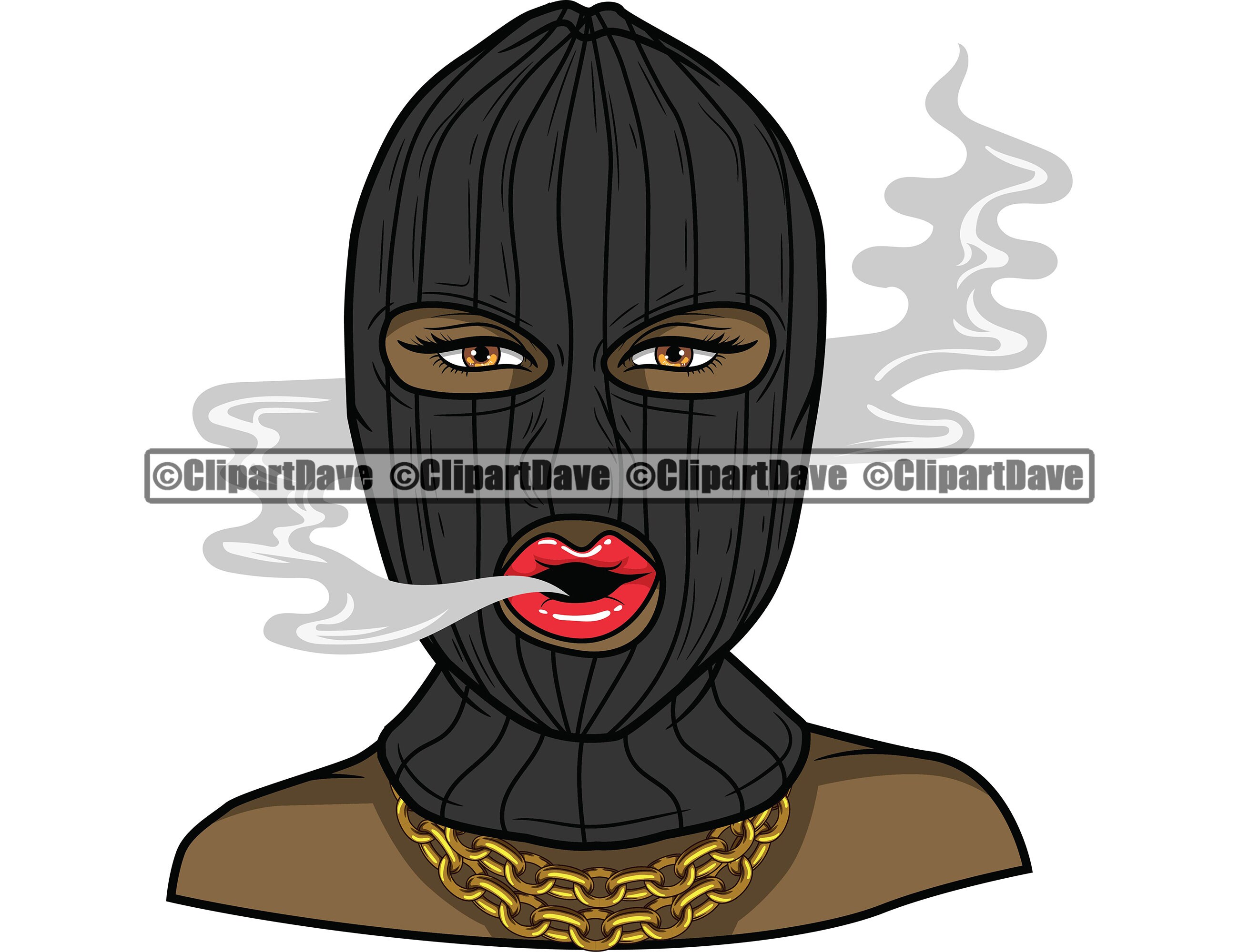 Sexy Gangster Woman Ski Mask Blowing Out Cigar SVG Design Etsy