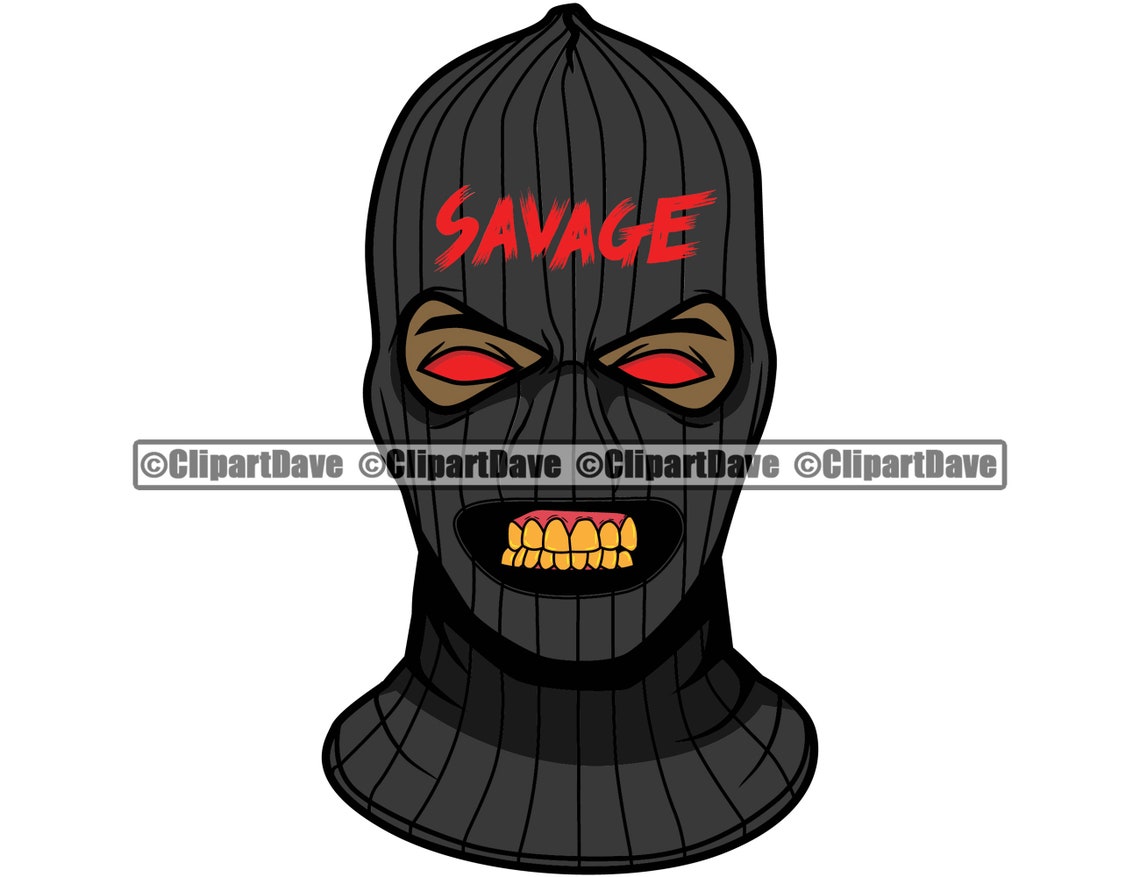 Gangster Ski Mask Savage Gold Teeth SVG Design Thug Crime | Etsy
