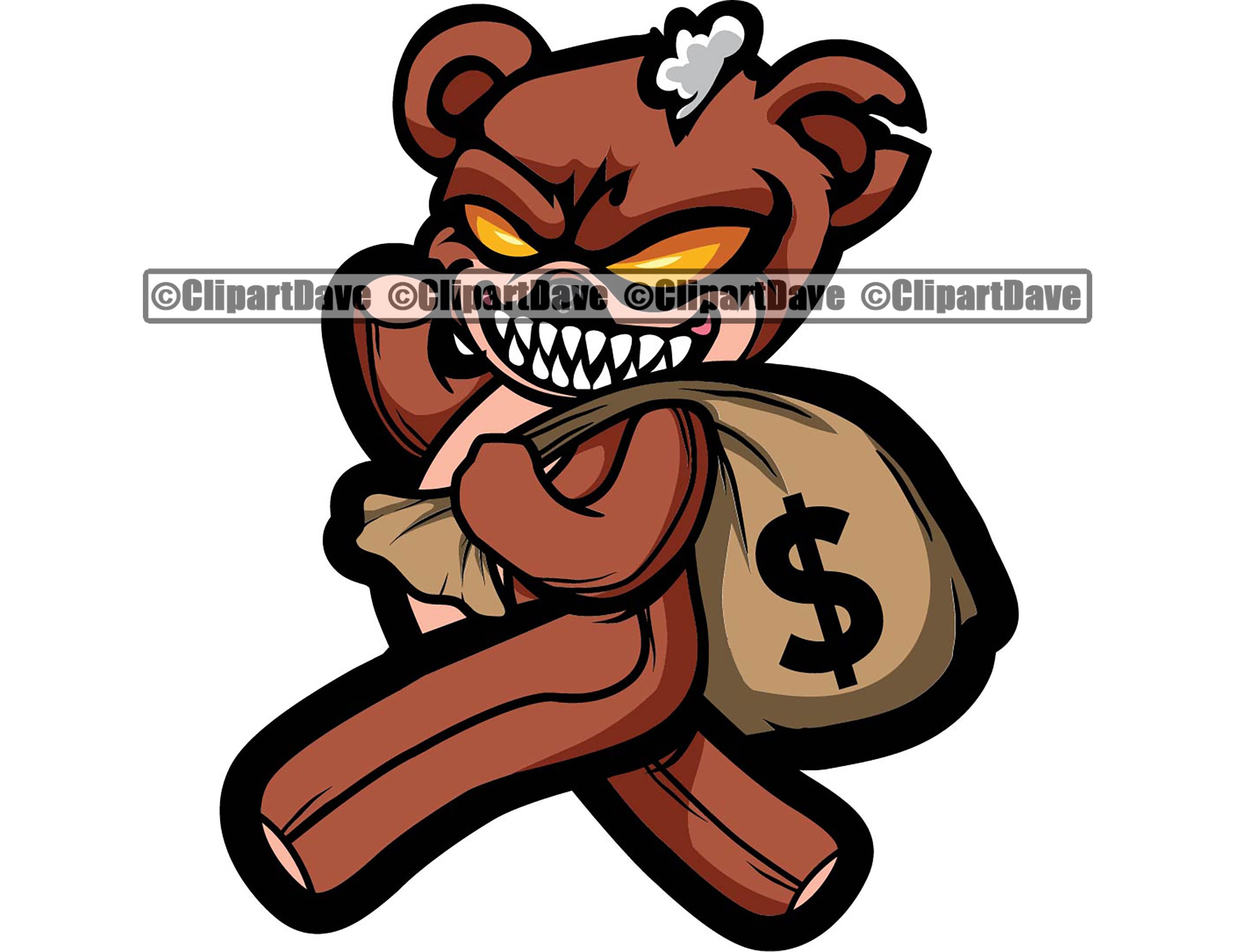 Gangster Teddy Bear Holding Money Bag SVG Design Cash Hood Etsy