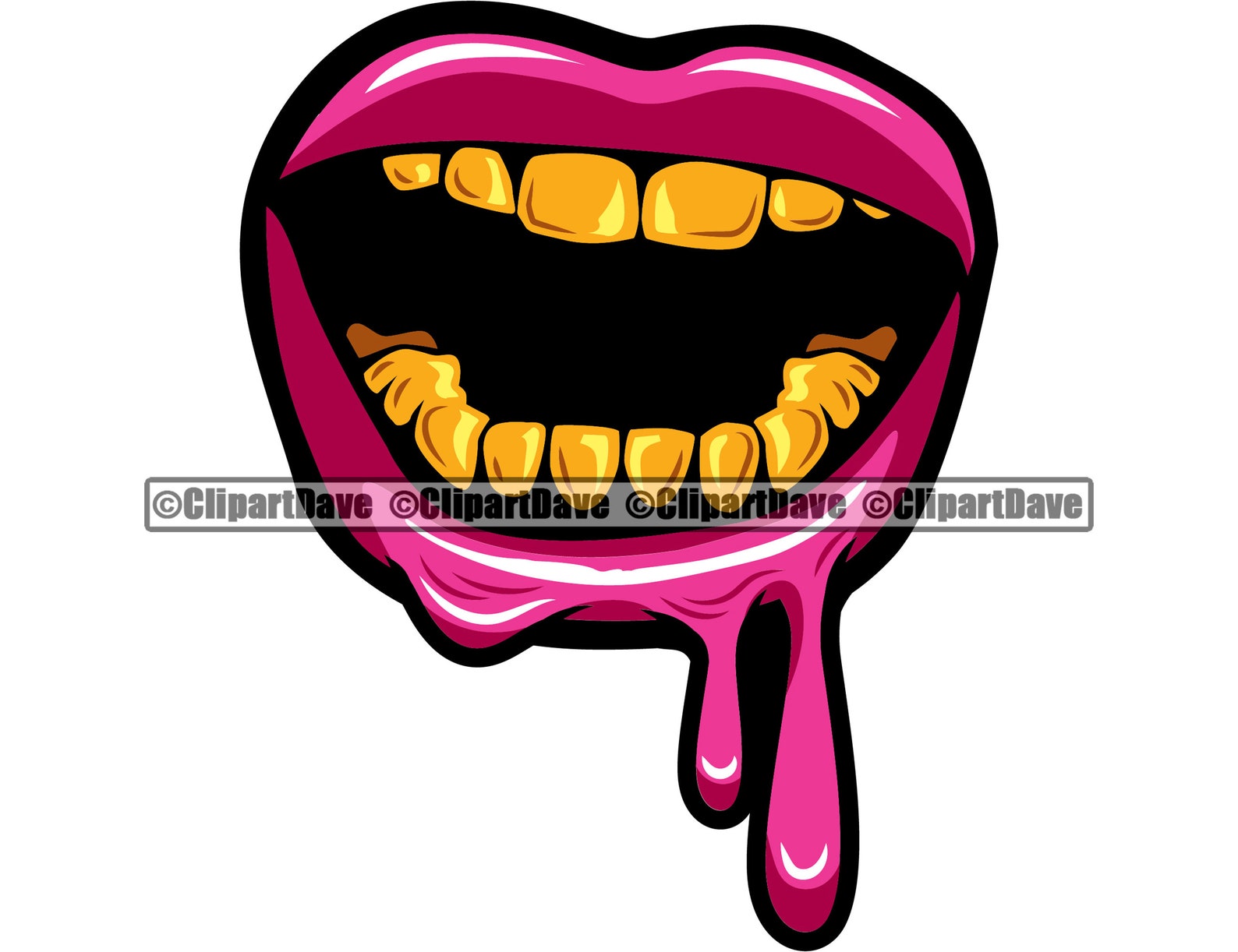 Lips Dripping Gold Teeth Grin Grill SVG Design Gangster Mouth Etsy
