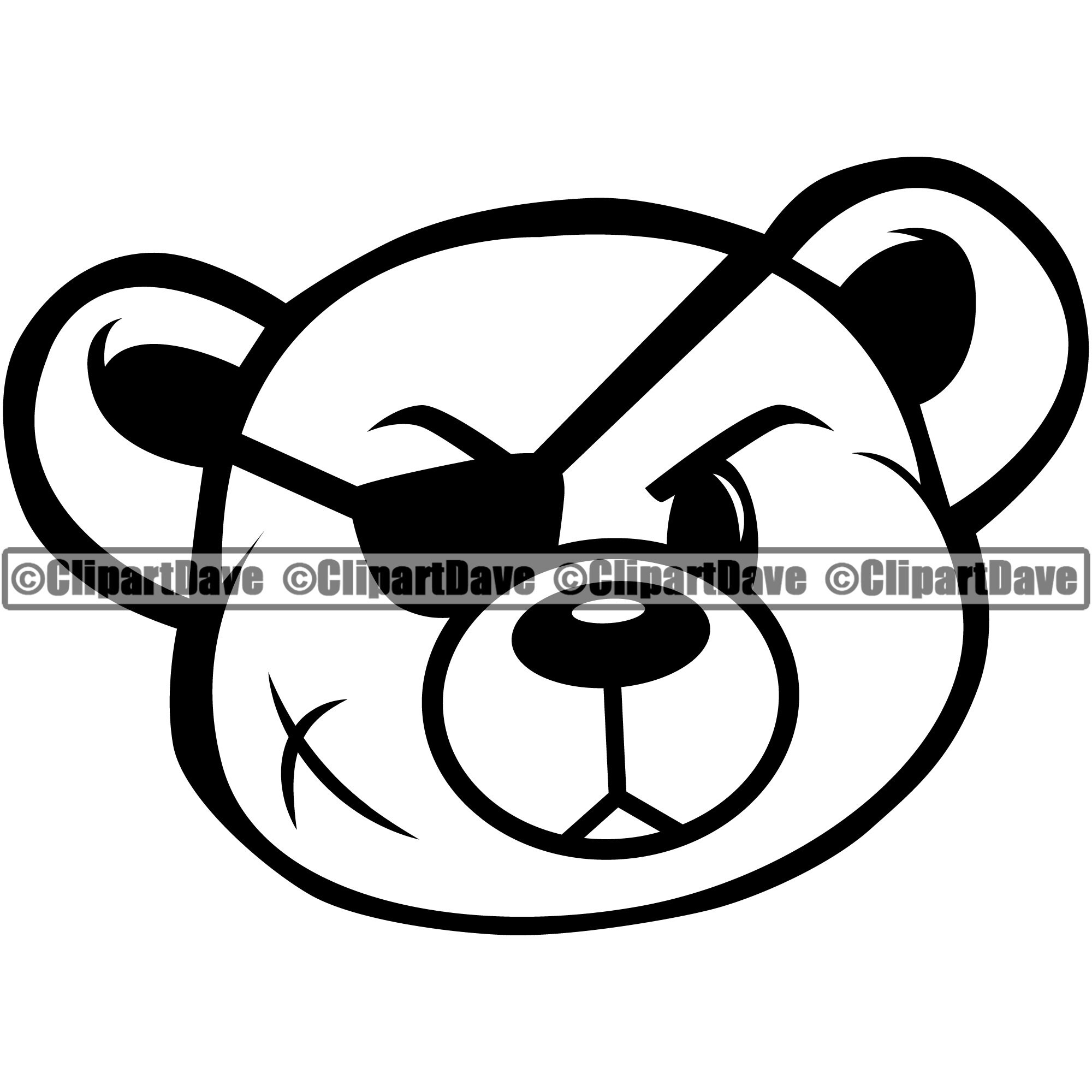 Gangster Teddy Bear Bandanna Eye Patch Scar SVG Design Thug Etsy