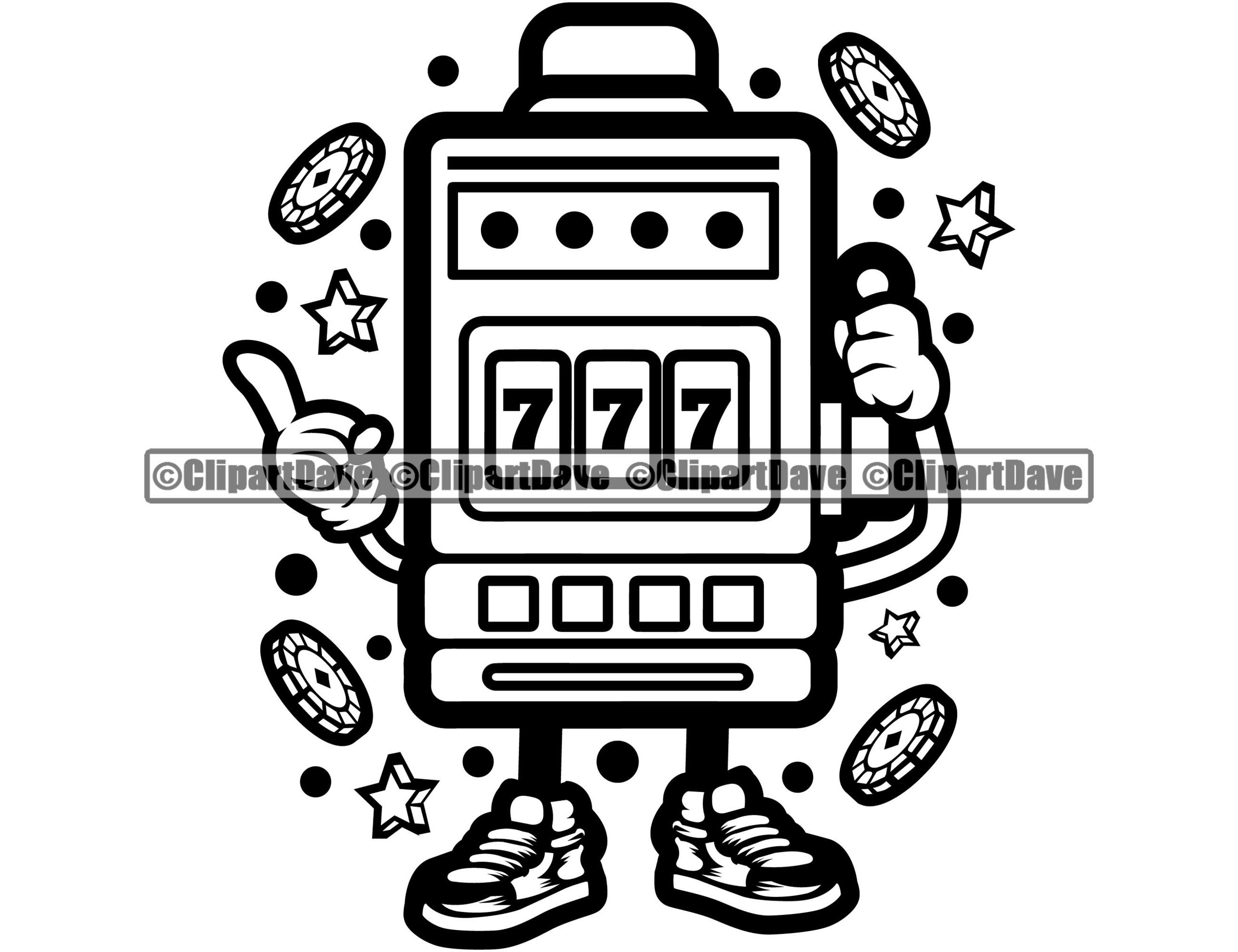 Slot Machine Cartoon Character 777 SVG Design Game Lottery Man | Etsy