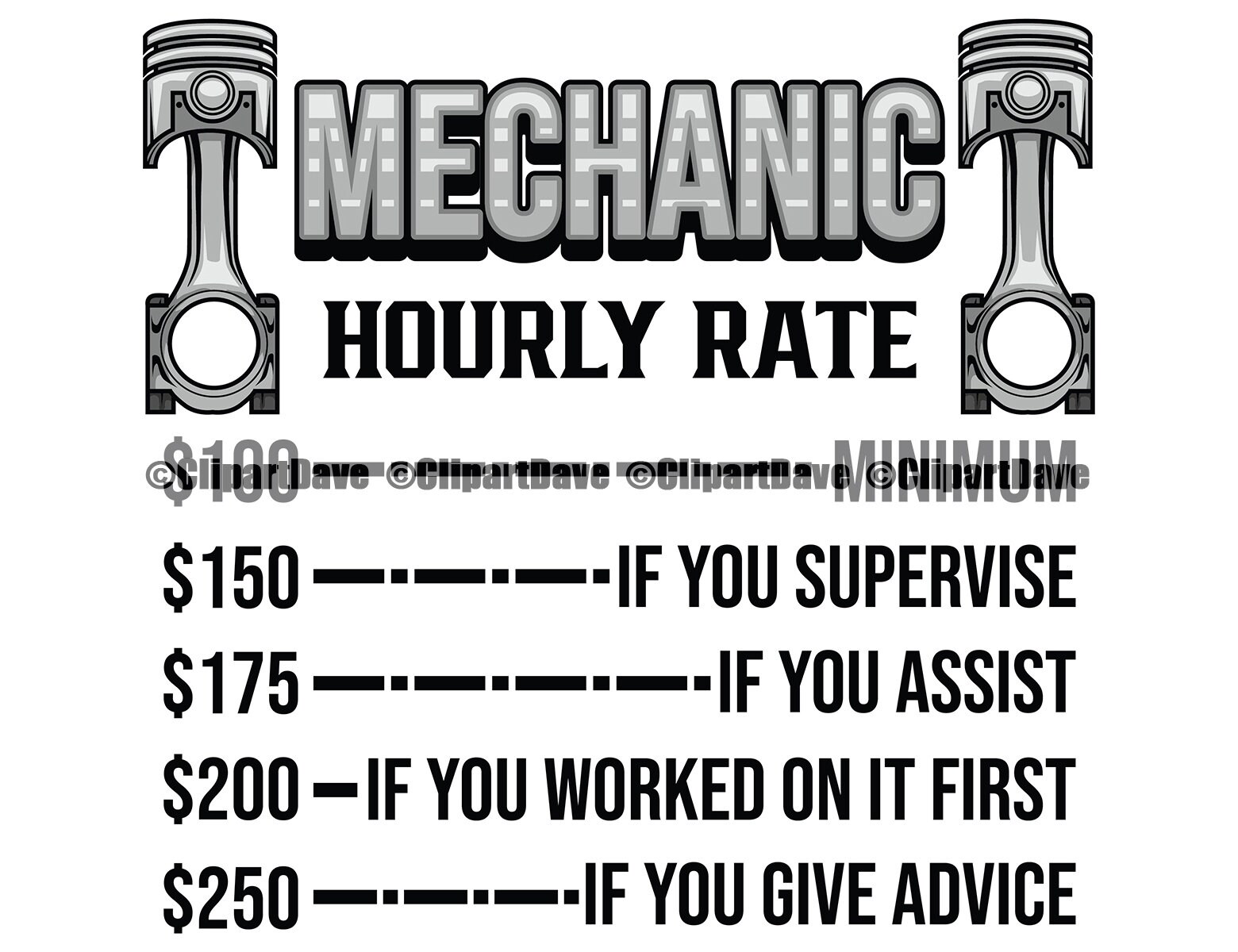 Mechanic Hourly Rate Funny SVG Design Car Automobile Auto Etsy