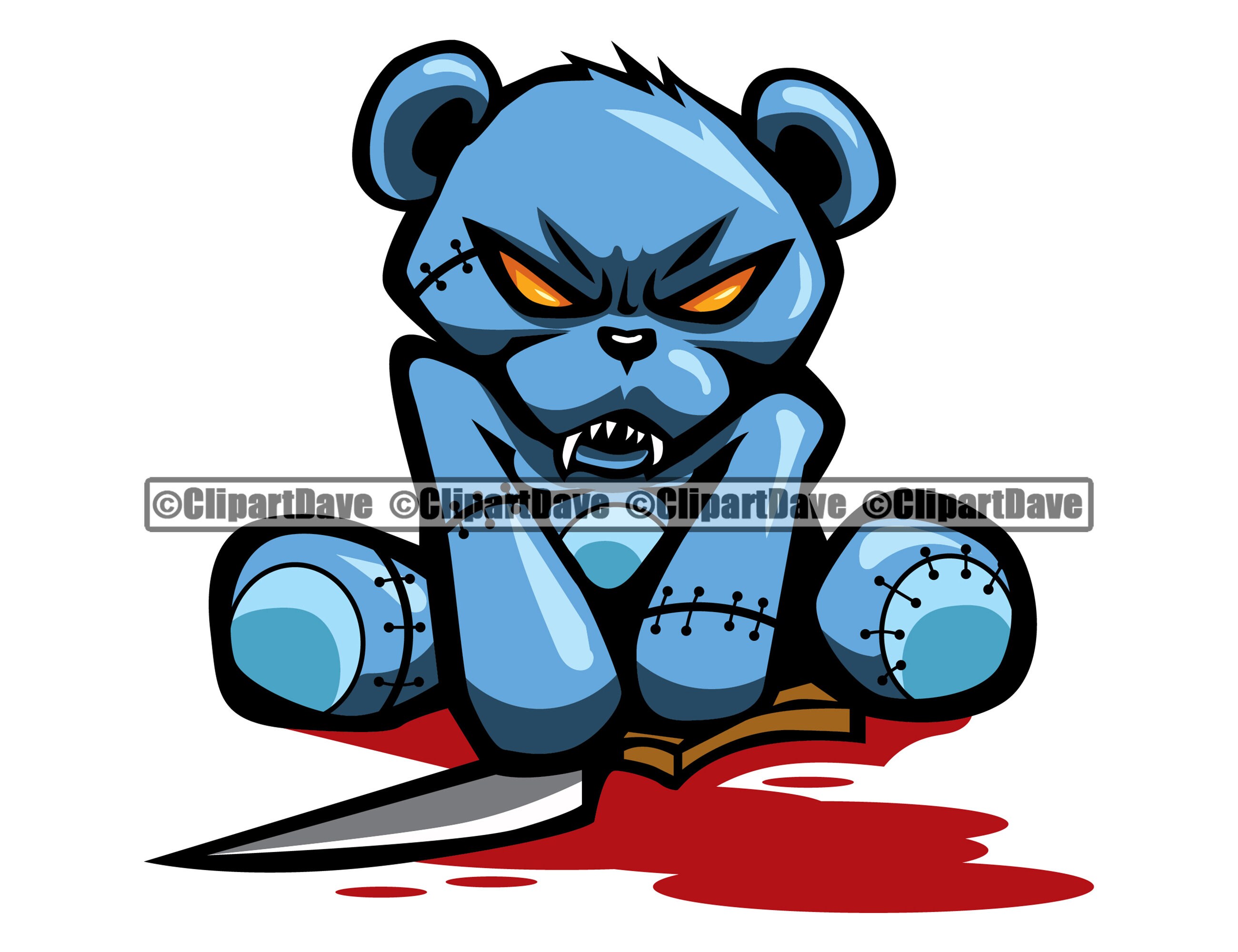 Killer Teddy Bear Butcher Knife Horror Killer SVG Design Hip Etsy