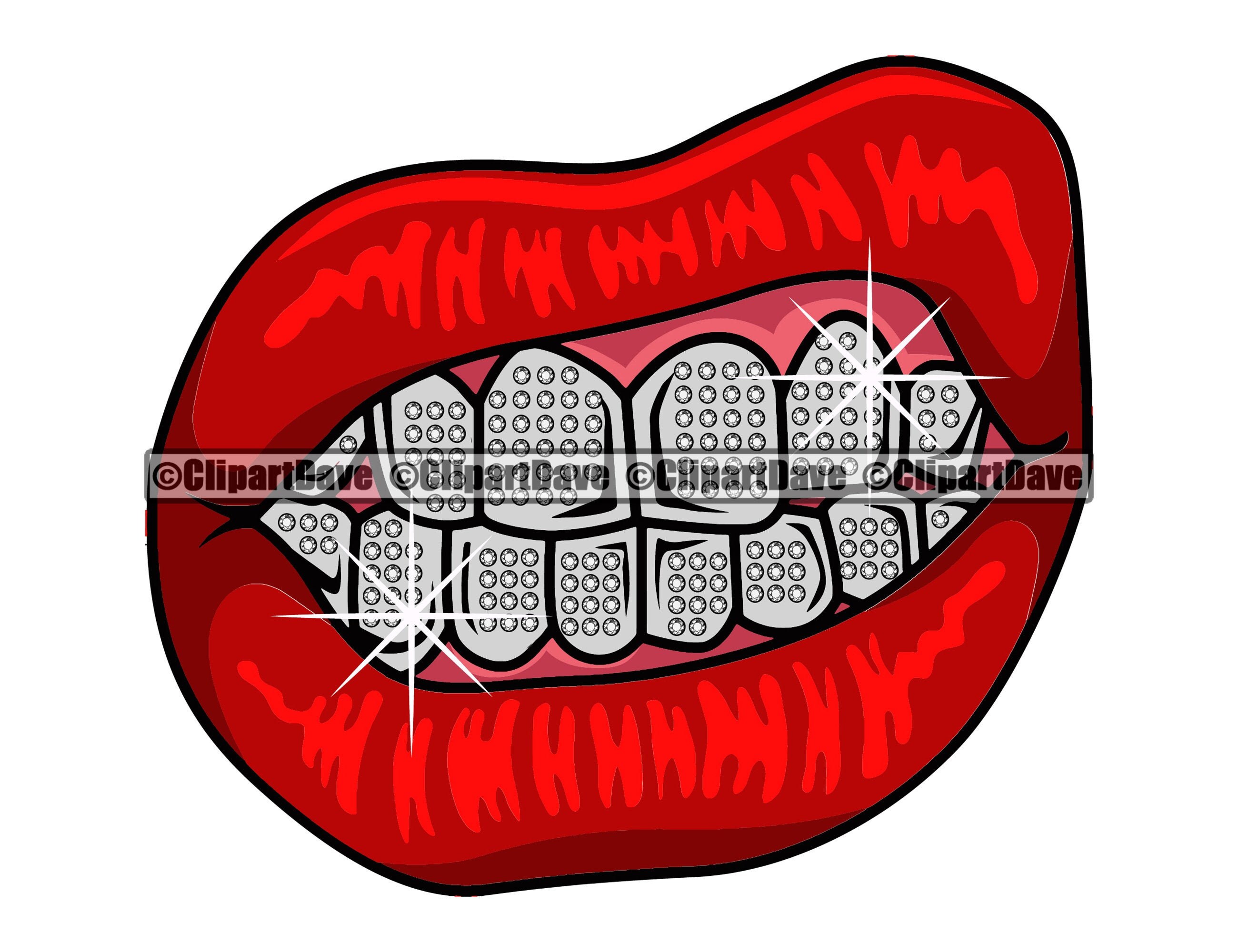 Lips Diamond Teeth Grill Biting Svg Design Mouth Hip Hop Rap Etsy Singapore
