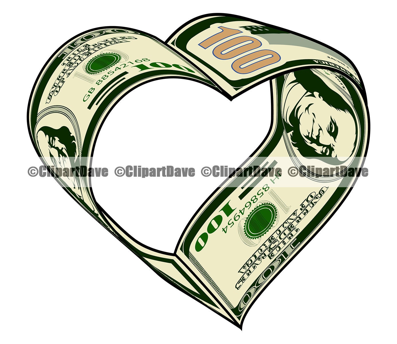 Money 100 Dollar Bill Heart Svg Design Love Cash Rich Etsy