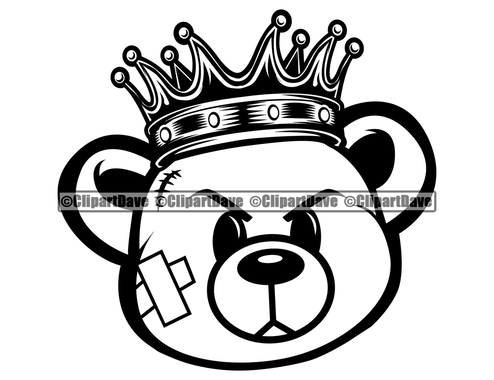 Gangster Teddy Bear Queen Crown Scar Face Svg Design Cute Etsy