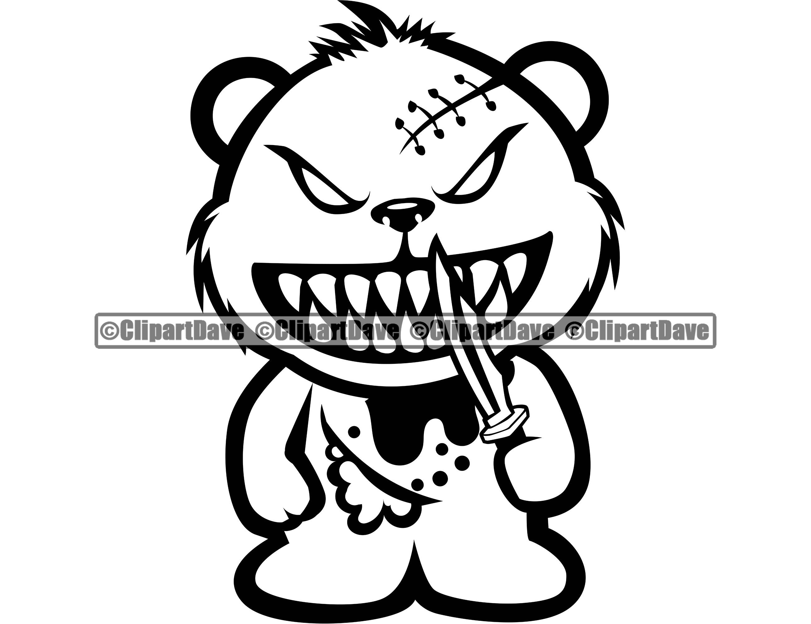 Killer Teddy Bear Stitches Butcher Knife Horror Killer SVG Etsy