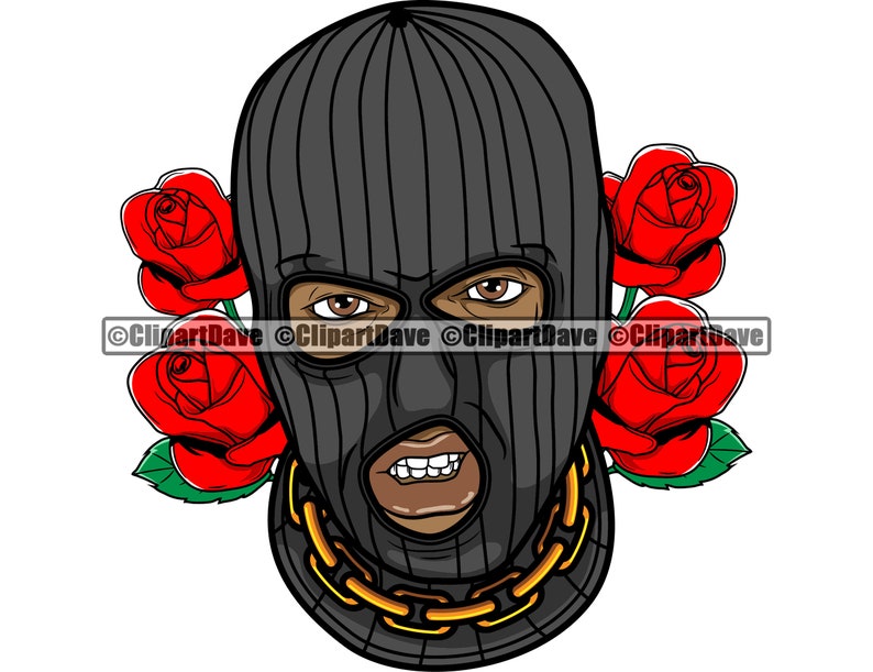 Gangster Ski Mask SVG Design Thug Roses Necklace Chain Savage | Etsy