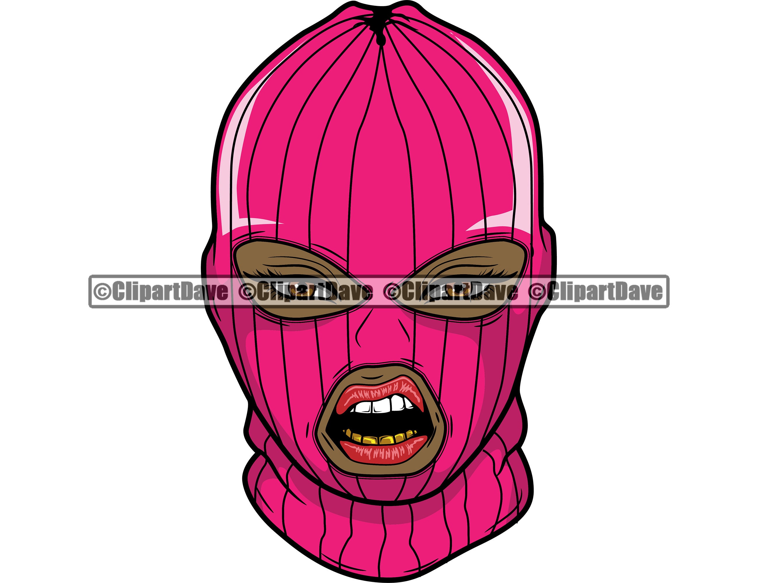 Gangster Woman Ski Mask Mean Mug Face SVG Design Angry Scary | Etsy