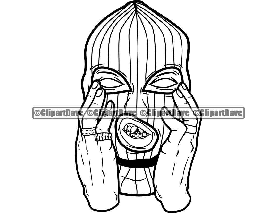 Gangster Ski Mask Gold Teeth No Eyes Face Head SVG Design Thug | Etsy