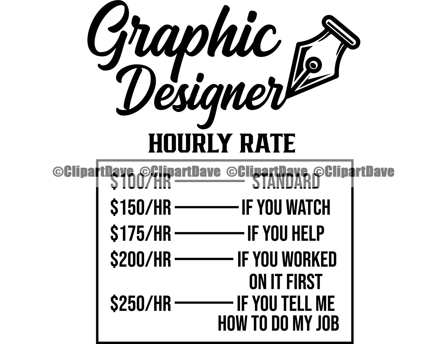 Graphic Designer Hourly Rate Funny SVG Design Computer Work Etsy