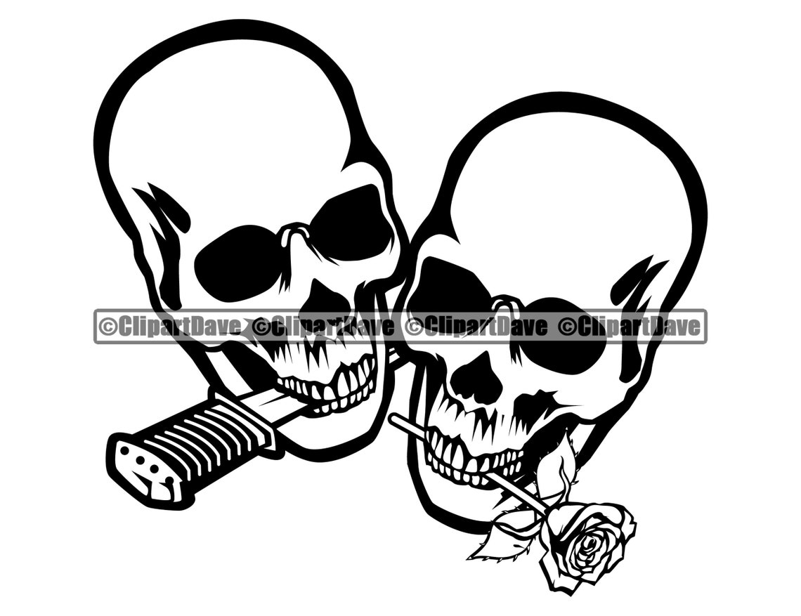 Skeleton Couple Skull Soulmates Knife Rose SVG Design Logo | Etsy