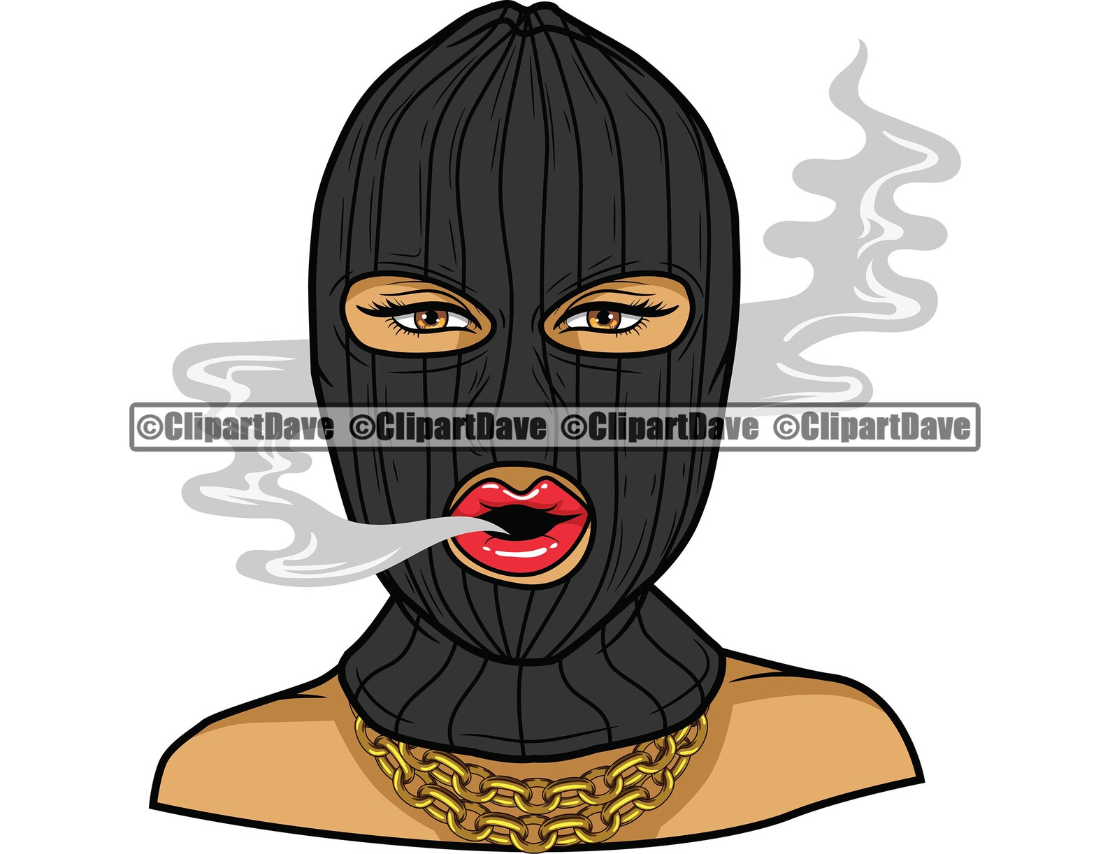 Sexy Gangster Woman Ski Mask Blowing Out Cigar SVG Design Etsy