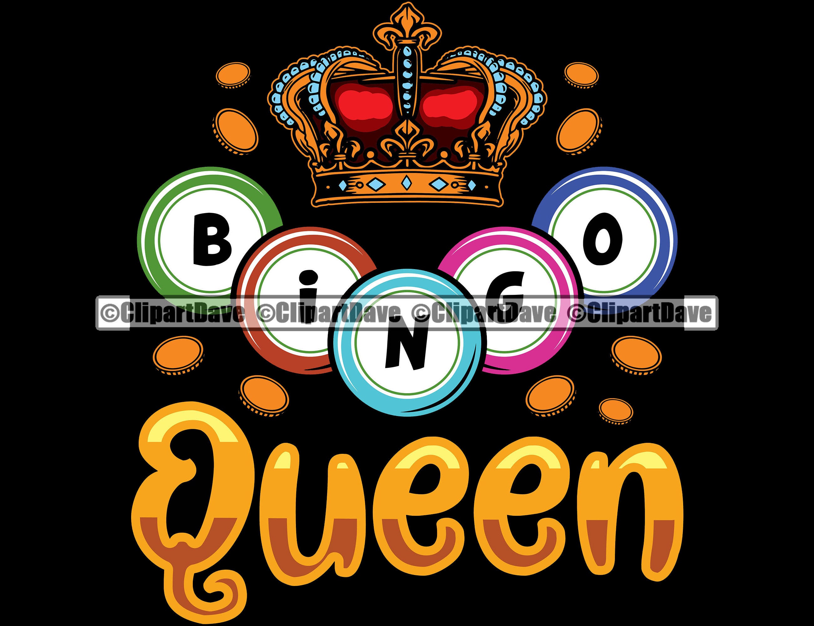 Bingo Queen SVG Design Logo Gambling Crown Game Lottery Lotto Etsy
