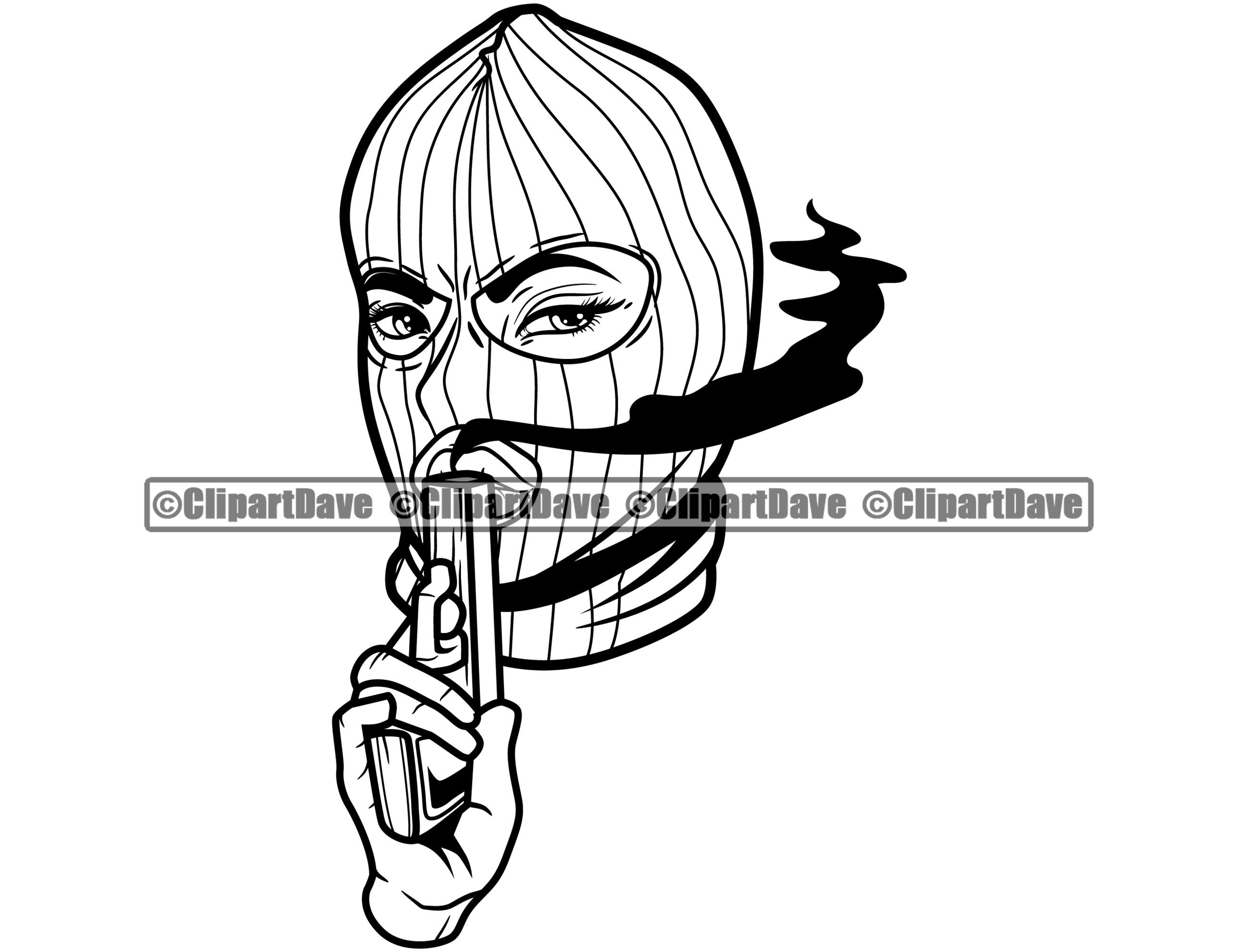 Gangster Woman Ski Mask Gun Smoke SVG Design Female Criminal Etsy