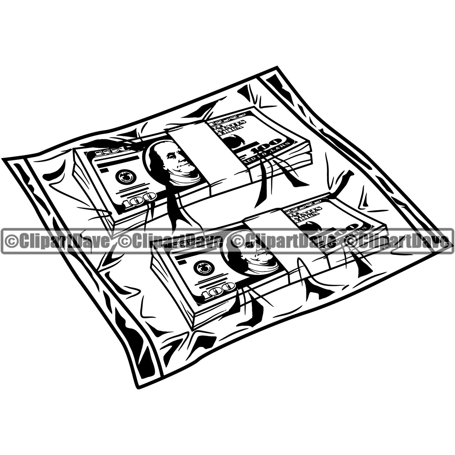 Money Wrapped In Plastic SVG Design Sealed 100 Bill Cash Hip Etsy