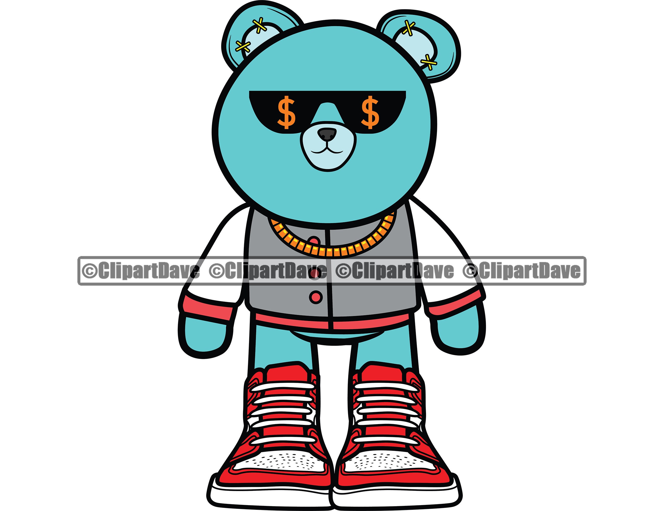 Gangster Teddy Bear Sneaker Money Sunglasses SVG Design ...