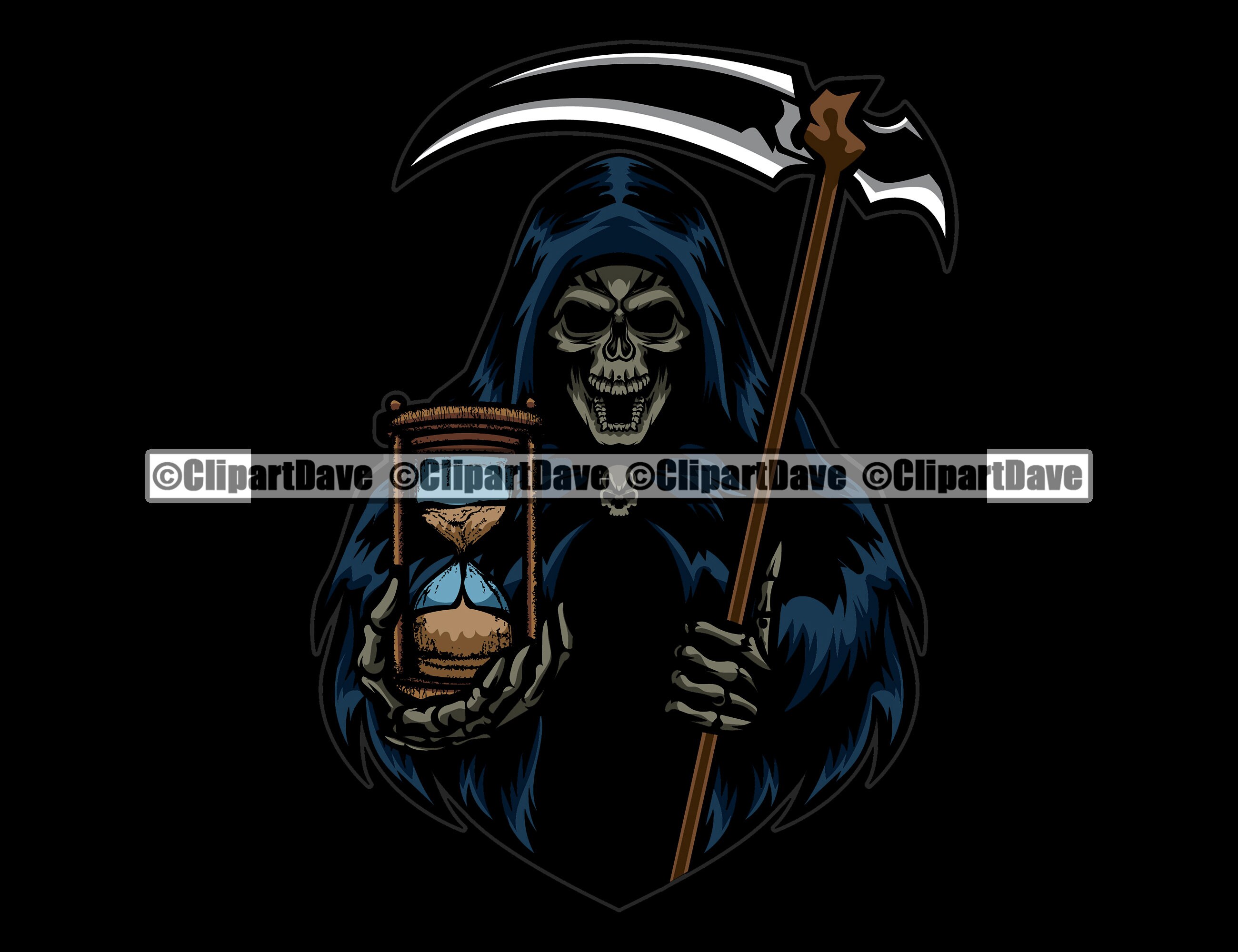 Grim Reaper Skull Skeleton Hourglass SVG Design Logo Tattoo | Etsy